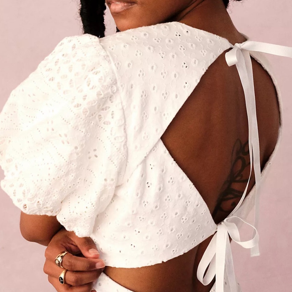 Free People Apricot Eyelet Mini Dress - Picture 3 of 9